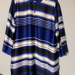 Chico’s Striped Blue and Black Button-Up Shirt